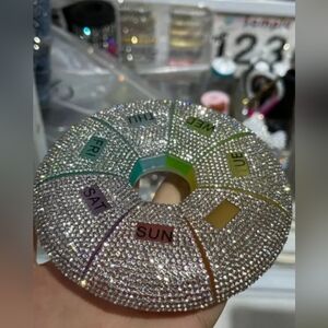 Sparkling Rhinestone Weekly Pill Organizer - Crystal Donut